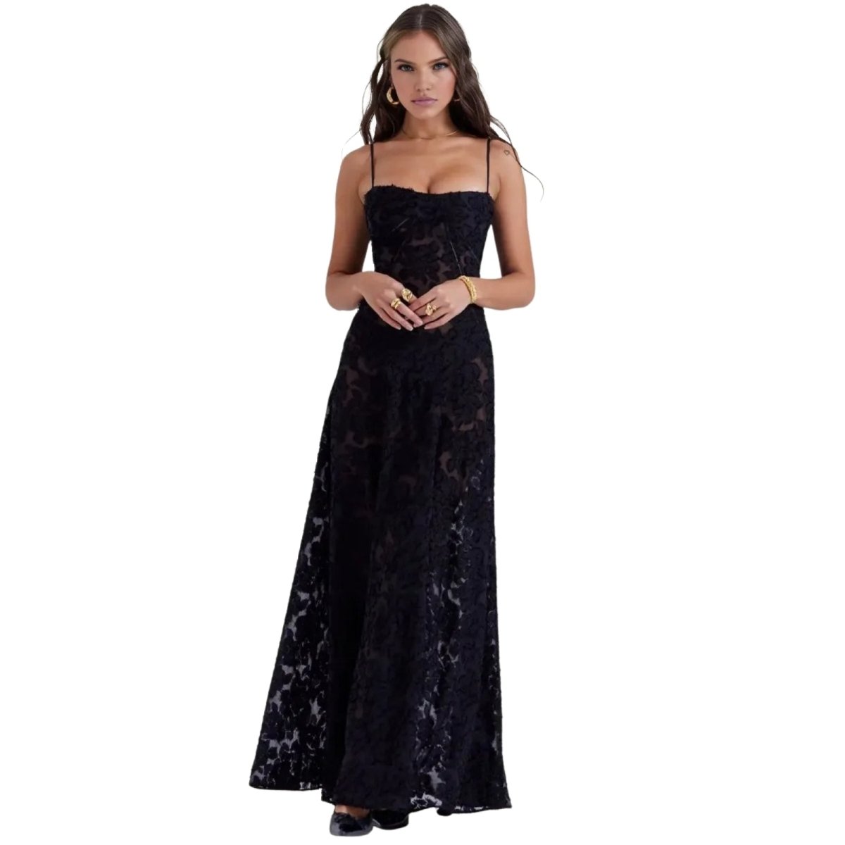 Enchanted | Women’s Floral Jacquard Bustier Maxi Gown