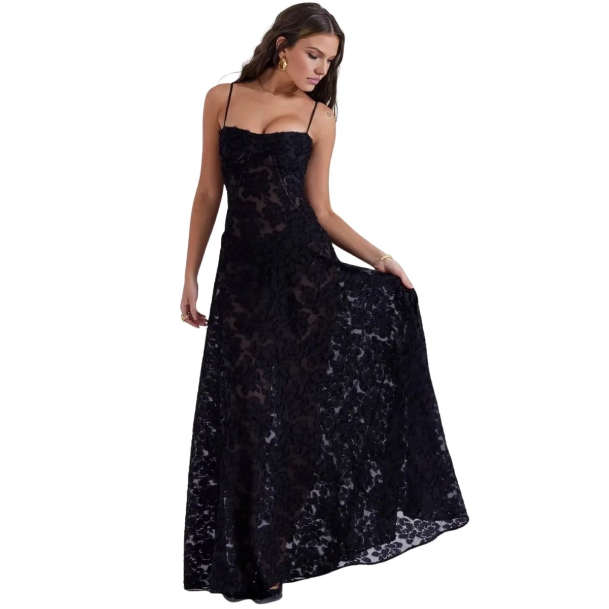 Enchanted | Women’s Floral Jacquard Bustier Maxi Gown