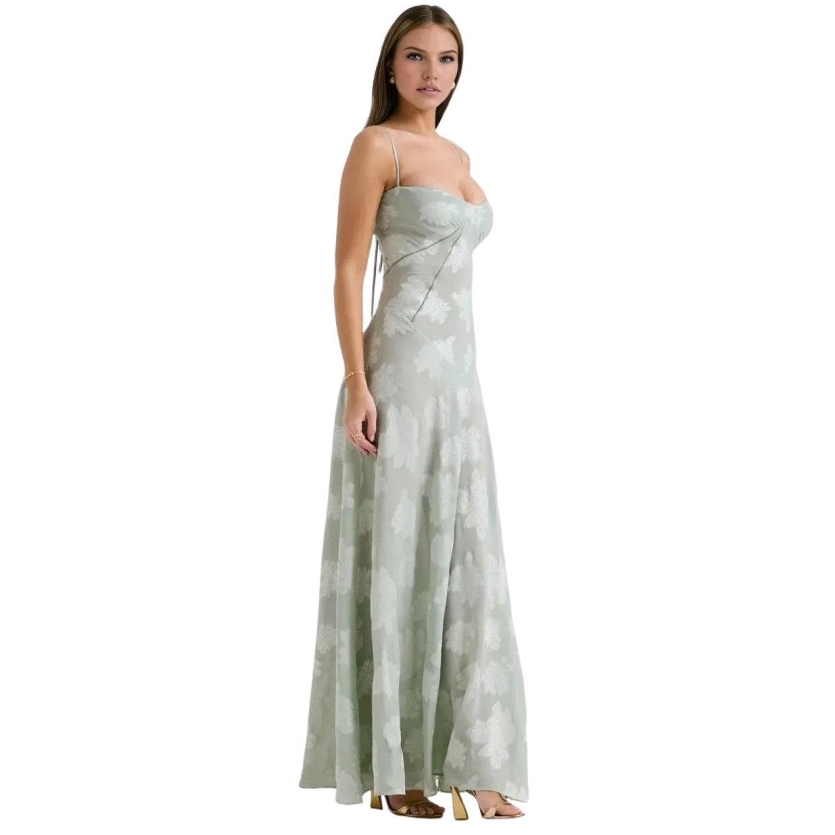 Enchanted | Women’s Floral Jacquard Bustier Maxi Gown