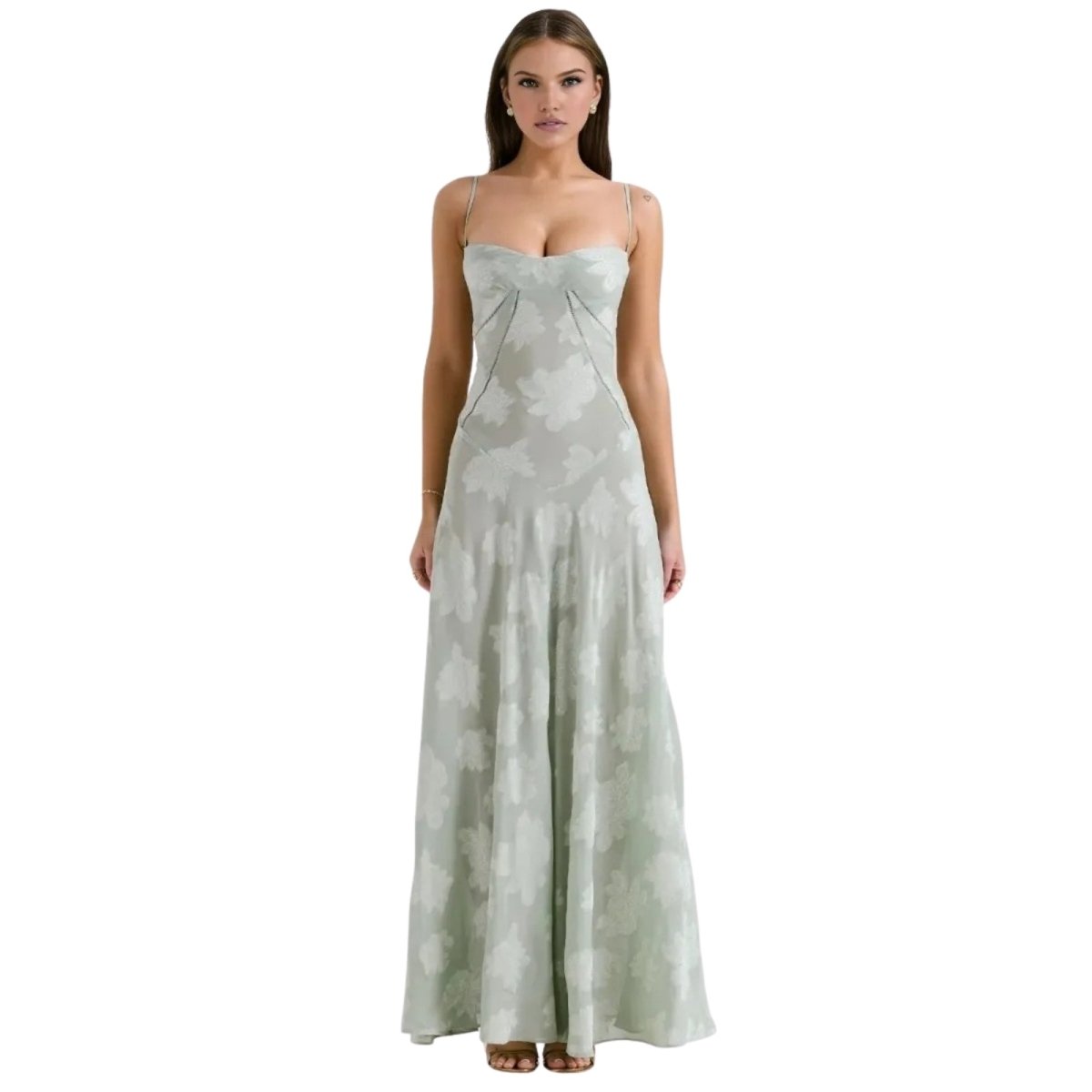 Enchanted | Women’s Floral Jacquard Bustier Maxi Gown