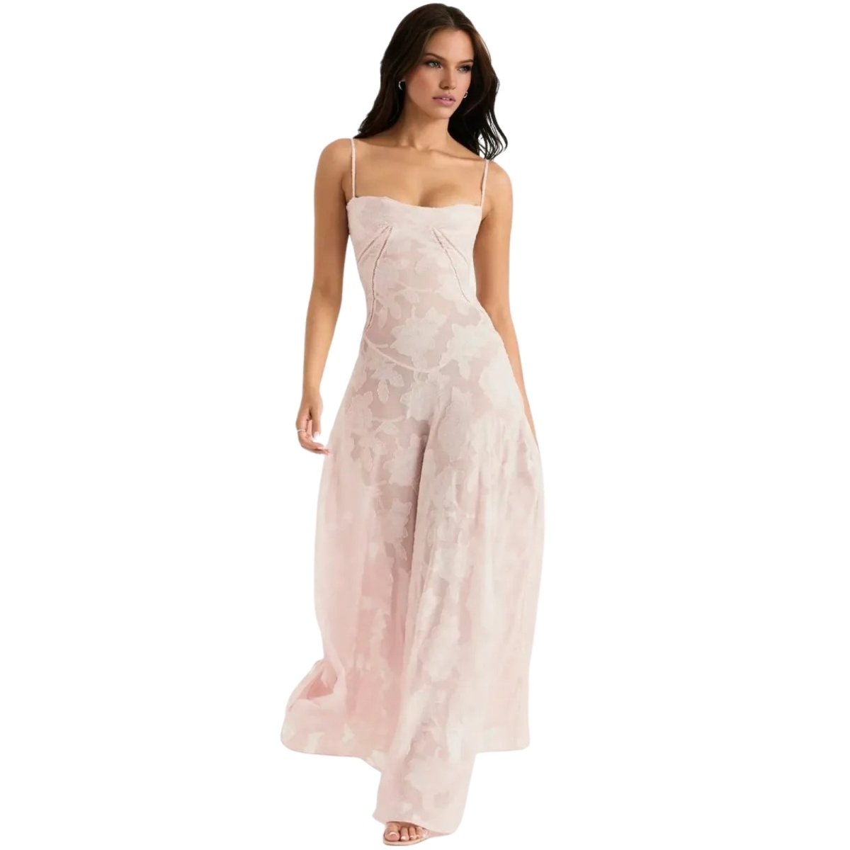 Enchanted | Women’s Floral Jacquard Bustier Maxi Gown