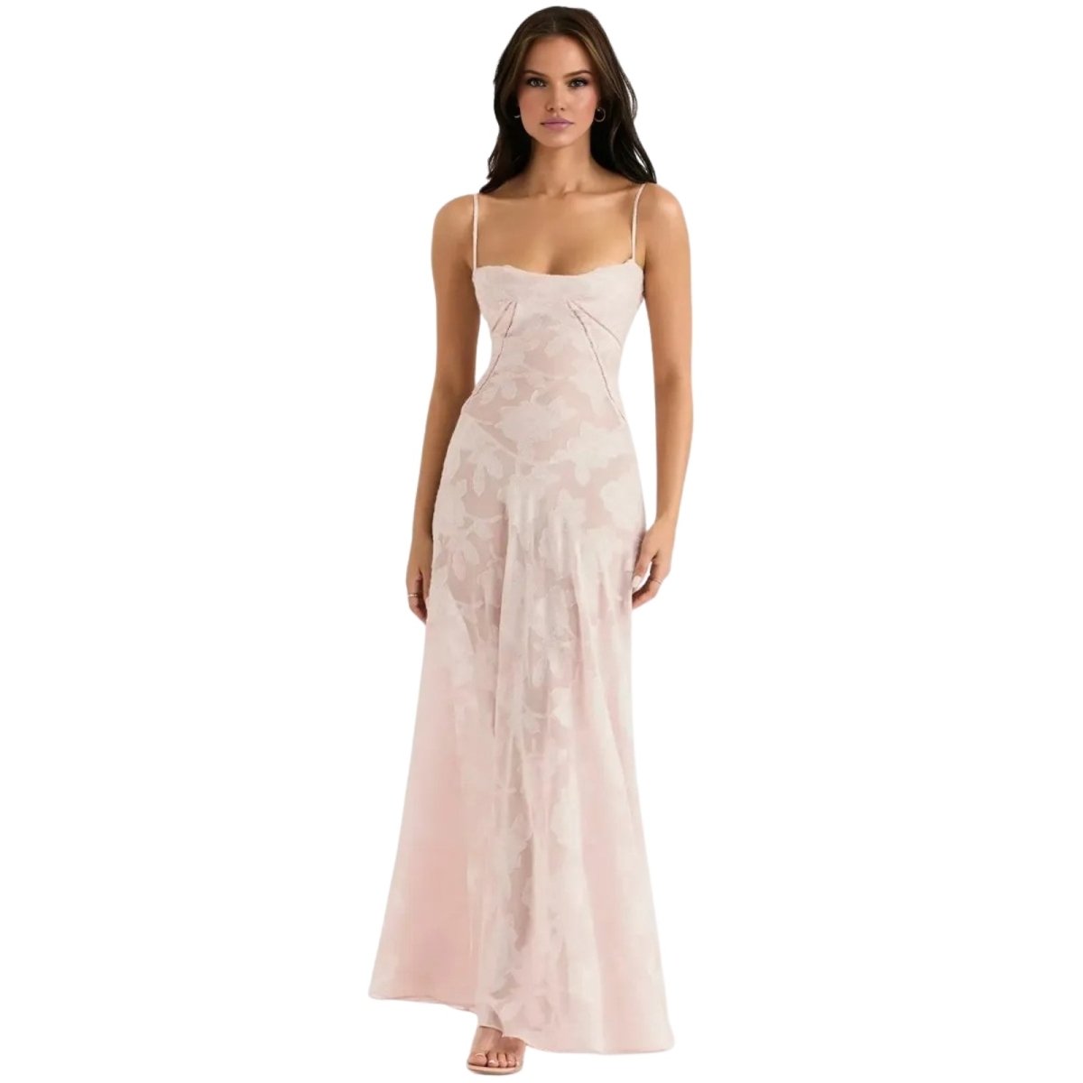 Enchanted | Women’s Floral Jacquard Bustier Maxi Gown