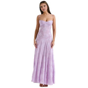 Enchanted | Women’s Floral Jacquard Bustier Maxi Gown