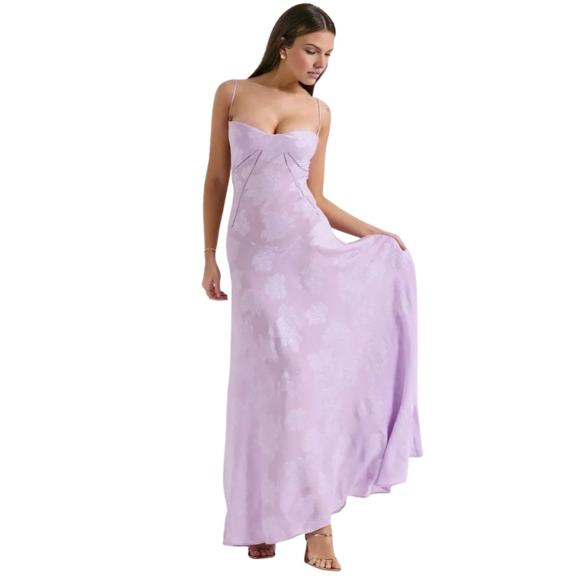 Enchanted | Women’s Floral Jacquard Bustier Maxi Gown