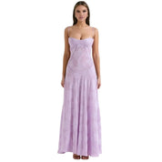 Enchanted | Women’s Floral Jacquard Bustier Maxi Gown