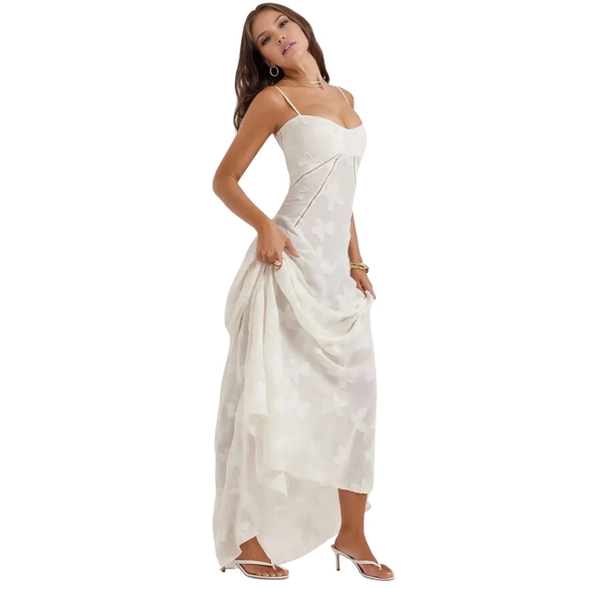 Enchanted | Women’s Floral Jacquard Bustier Maxi Gown
