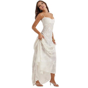Enchanted | Women’s Floral Jacquard Bustier Maxi Gown
