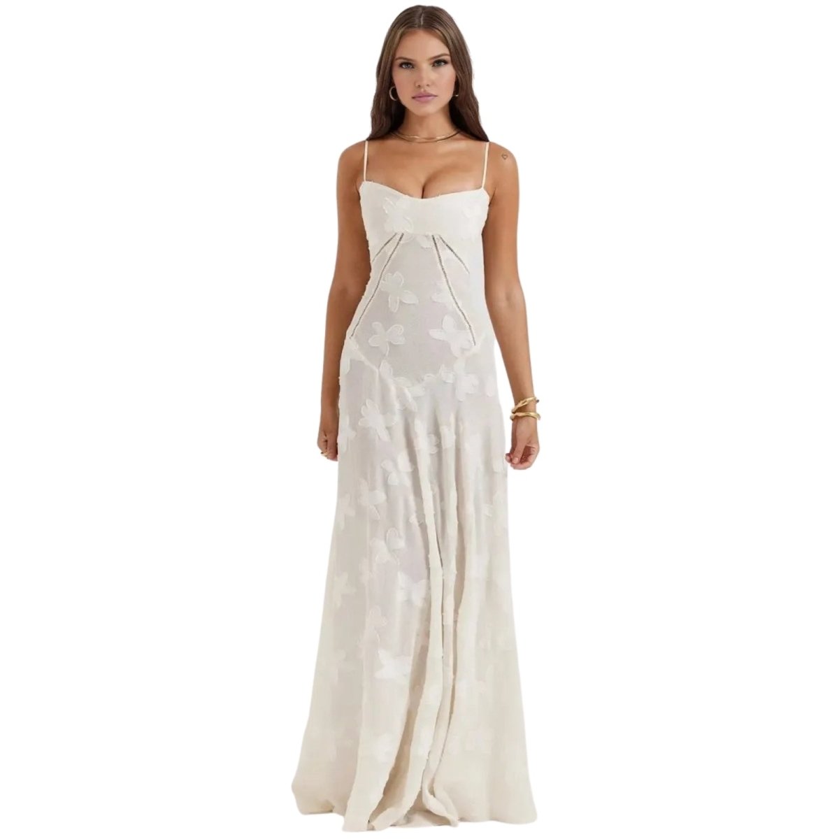 Enchanted | Women’s Floral Jacquard Bustier Maxi Gown