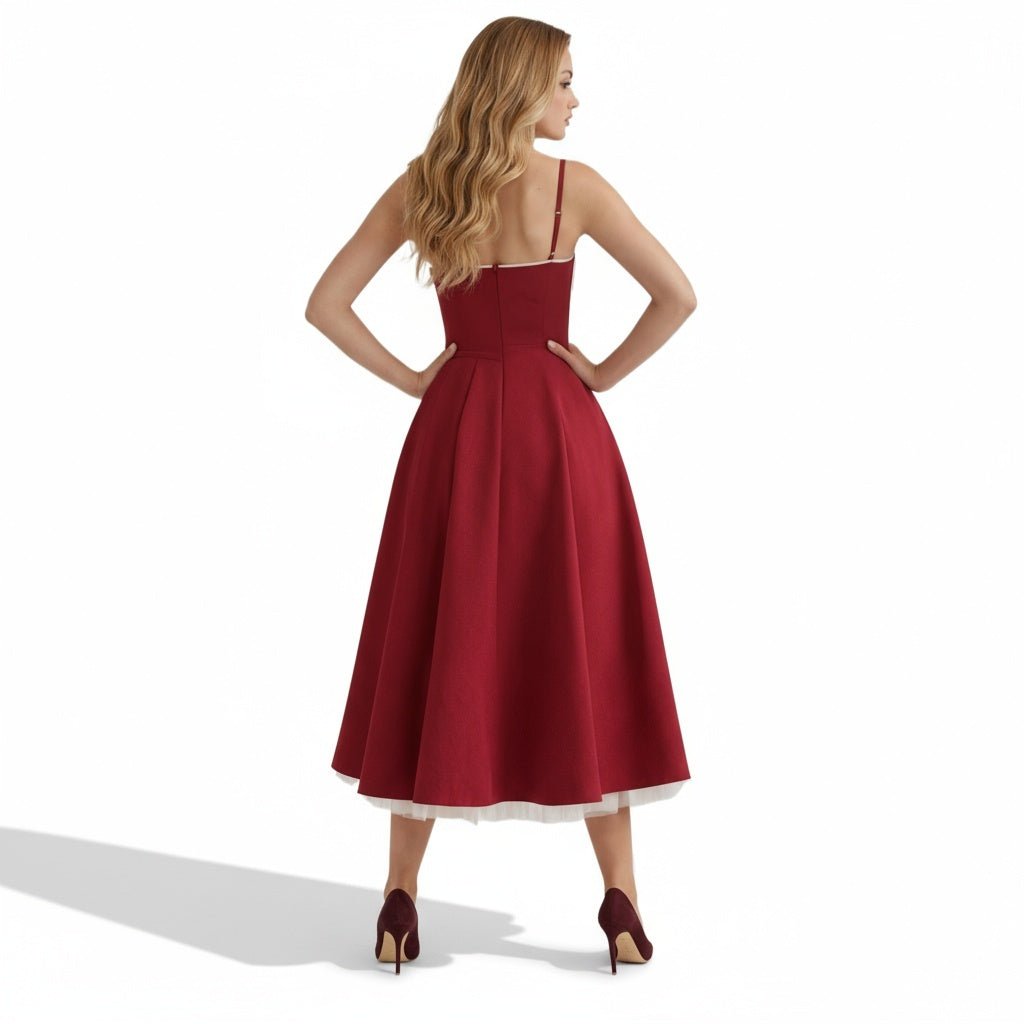 Ayet | Women’s Satin Bodice Tulle Midi Dress