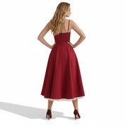 Ayet | Women’s Satin Bodice Tulle Midi Dress