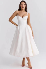 Ayet | Women’s Satin Bodice Tulle Midi Dress