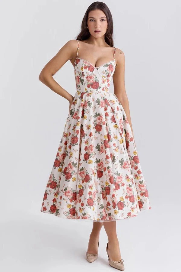 Ayet | Women’s Satin Bodice Tulle Midi Dress