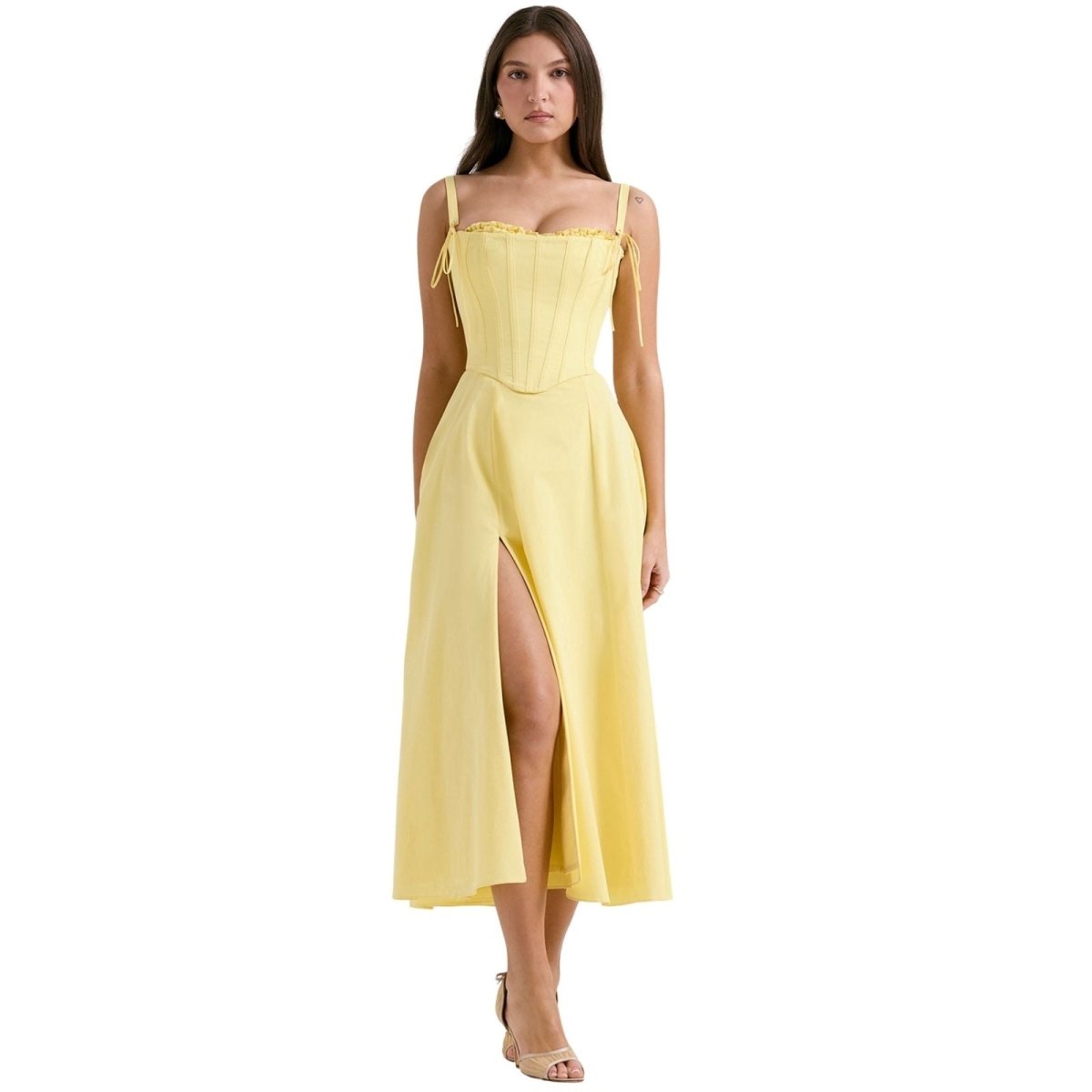 Laarni | Women’s Boned Bodice Full Skirt Midi Dress