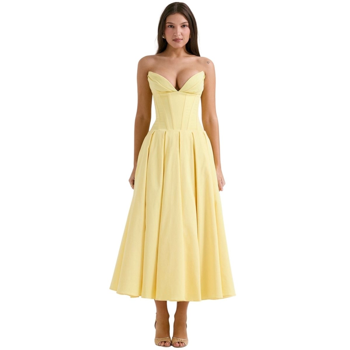 Laarni | Women’s Boned Bodice Full Skirt Midi Dress