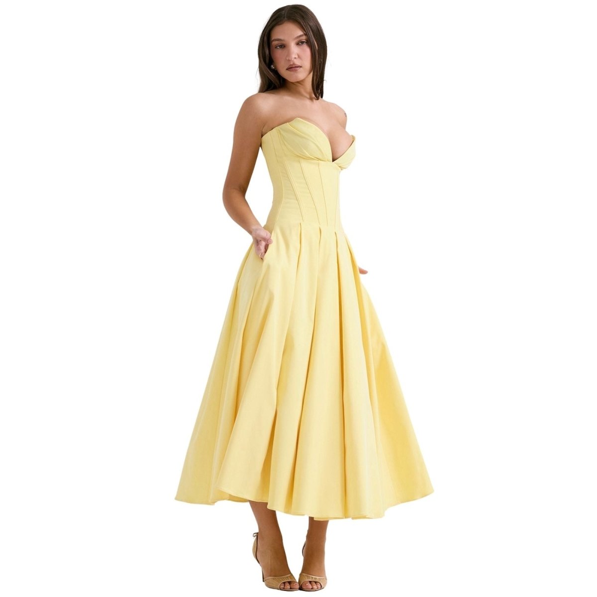 Laarni | Women’s Boned Bodice Full Skirt Midi Dress