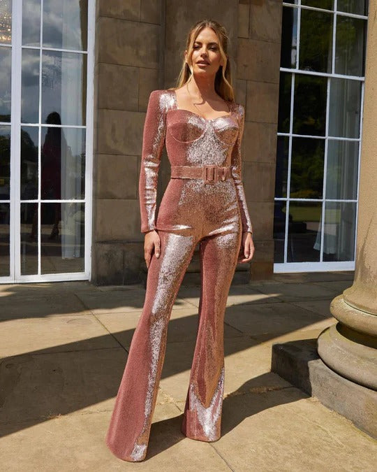 Valerisse | Women’s Sequin Long Sleeve Jumpsuit
