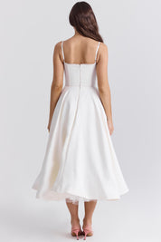 Ayet | Women’s Satin Bodice Tulle Midi Dress