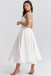 Ayet | Women’s Satin Bodice Tulle Midi Dress