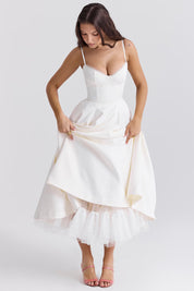 Ayet | Women’s Satin Bodice Tulle Midi Dress