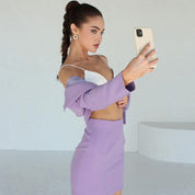 Marlene | Women’s Cropped Blazer and Mini Skirt Set