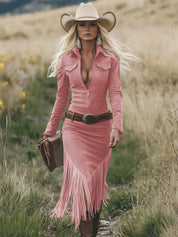 Sorella | Suede Western Tassel Midi Dress