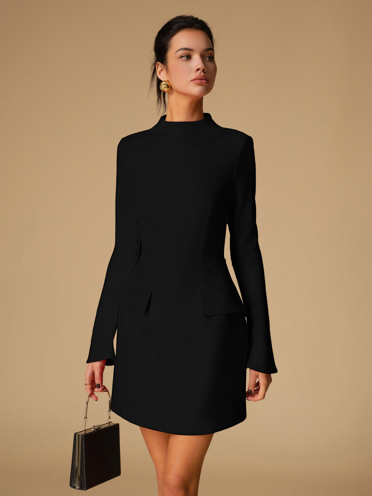 Serelina | Women’s Mock Neck Long Sleeve Mini Dress