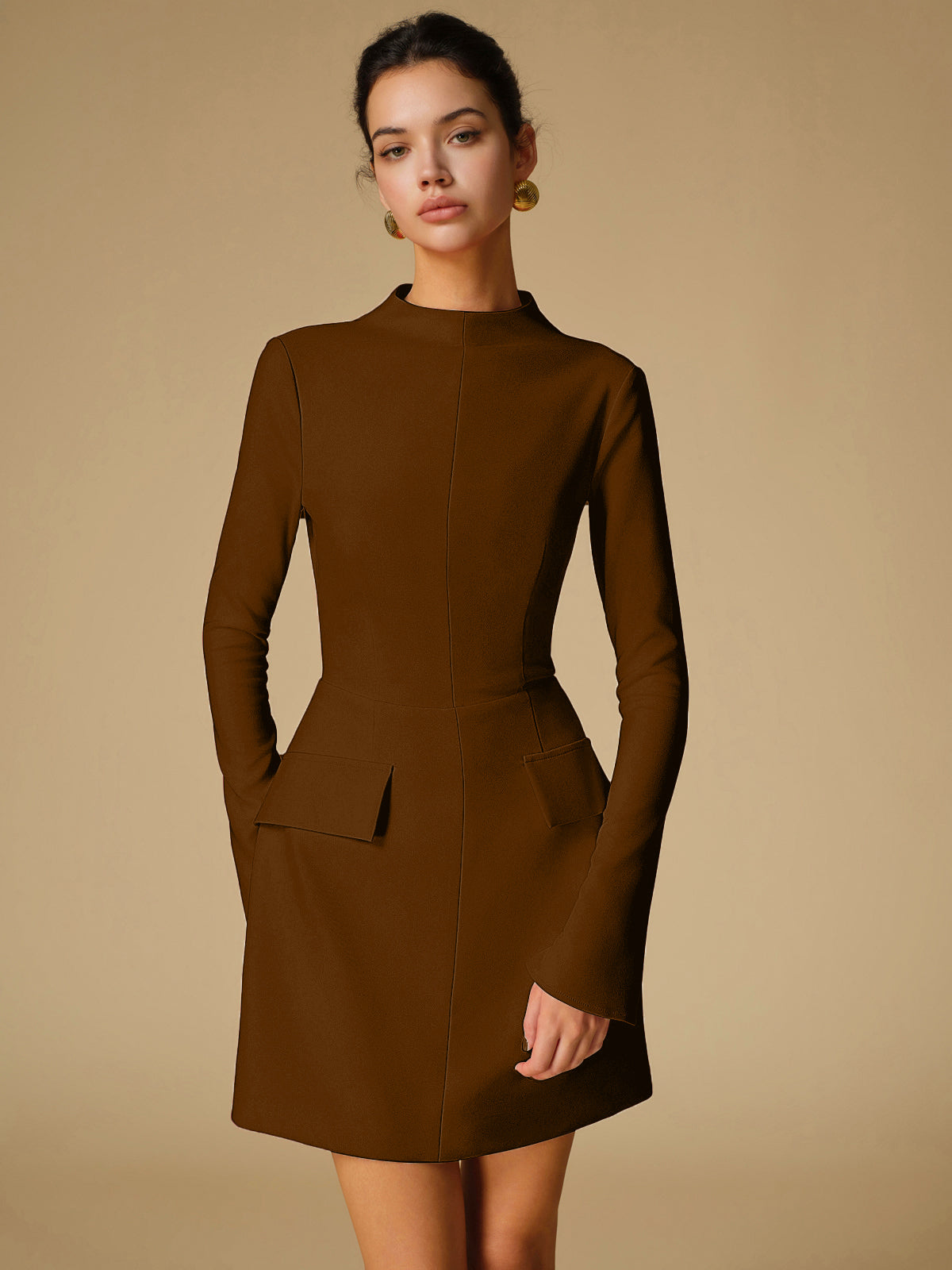 Serelina | Women’s Mock Neck Long Sleeve Mini Dress