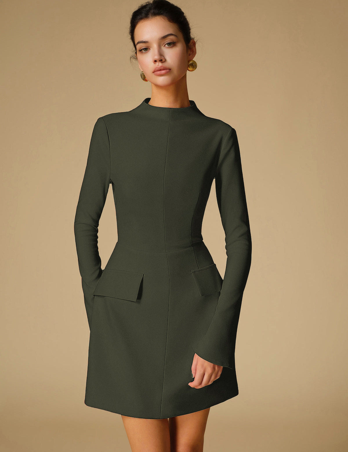 Serelina | Women’s Mock Neck Long Sleeve Mini Dress