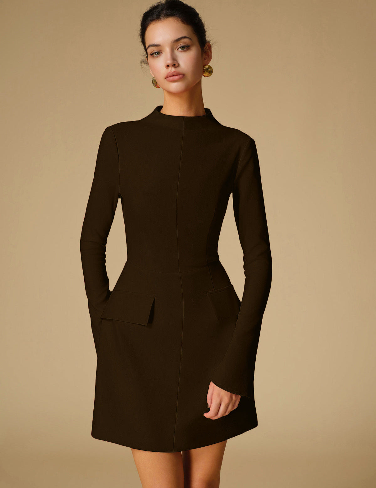 Serelina | Women’s Mock Neck Long Sleeve Mini Dress