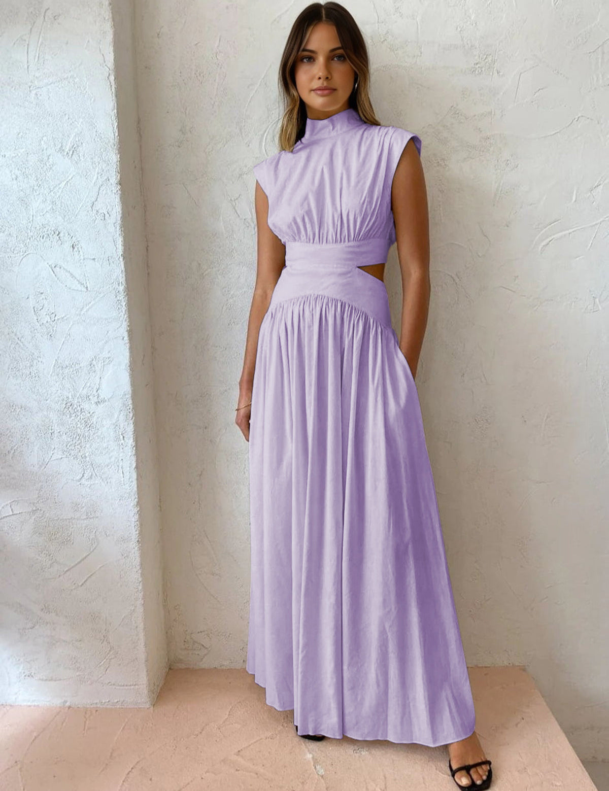 Elarisse | Women’s Mock Neck Cutout Maxi Dress
