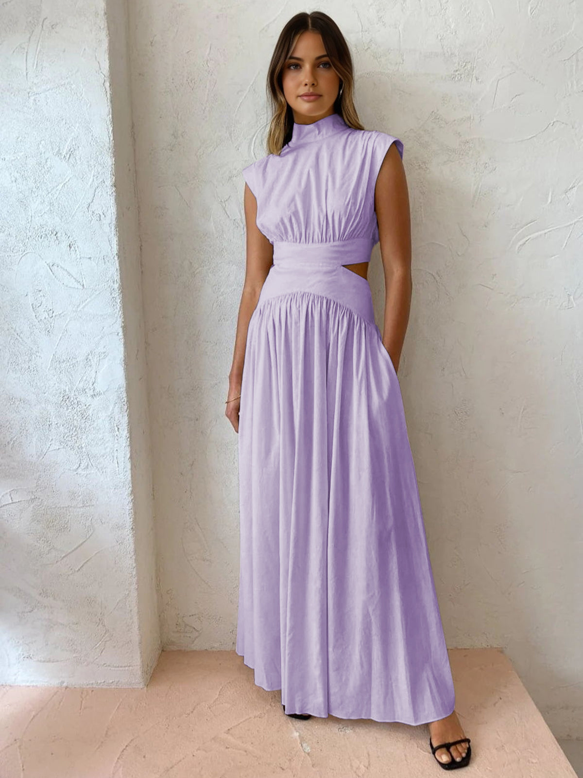 Elarisse | Women’s Mock Neck Cutout Maxi Dress