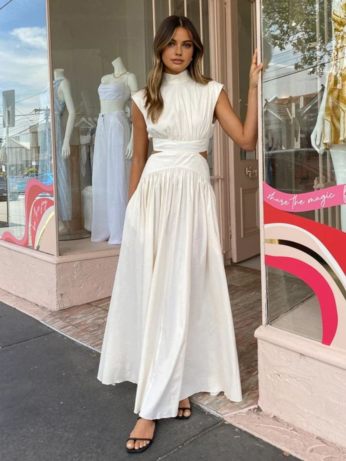 Elarisse | Women’s Mock Neck Cutout Maxi Dress