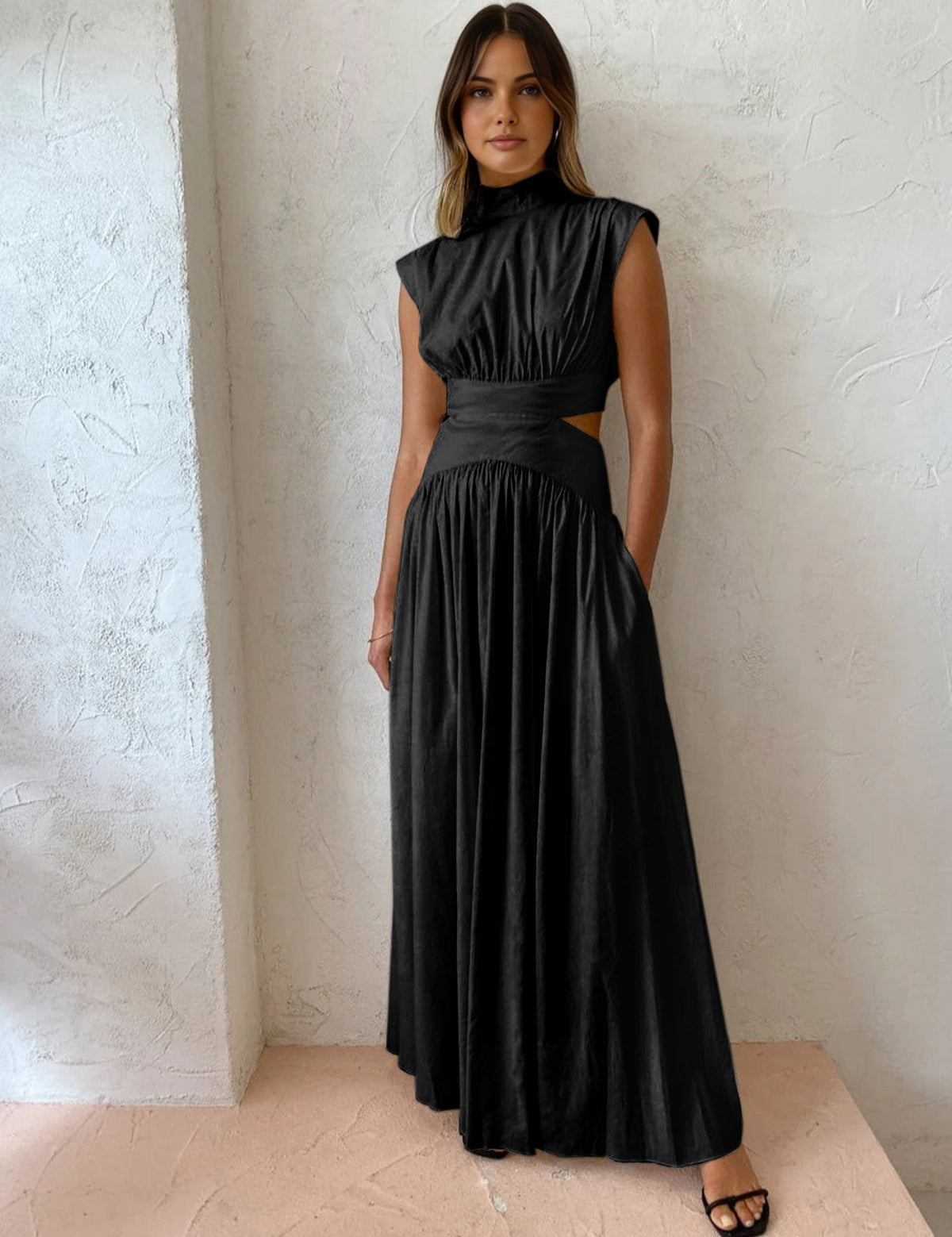 Elarisse | Women’s Mock Neck Cutout Maxi Dress