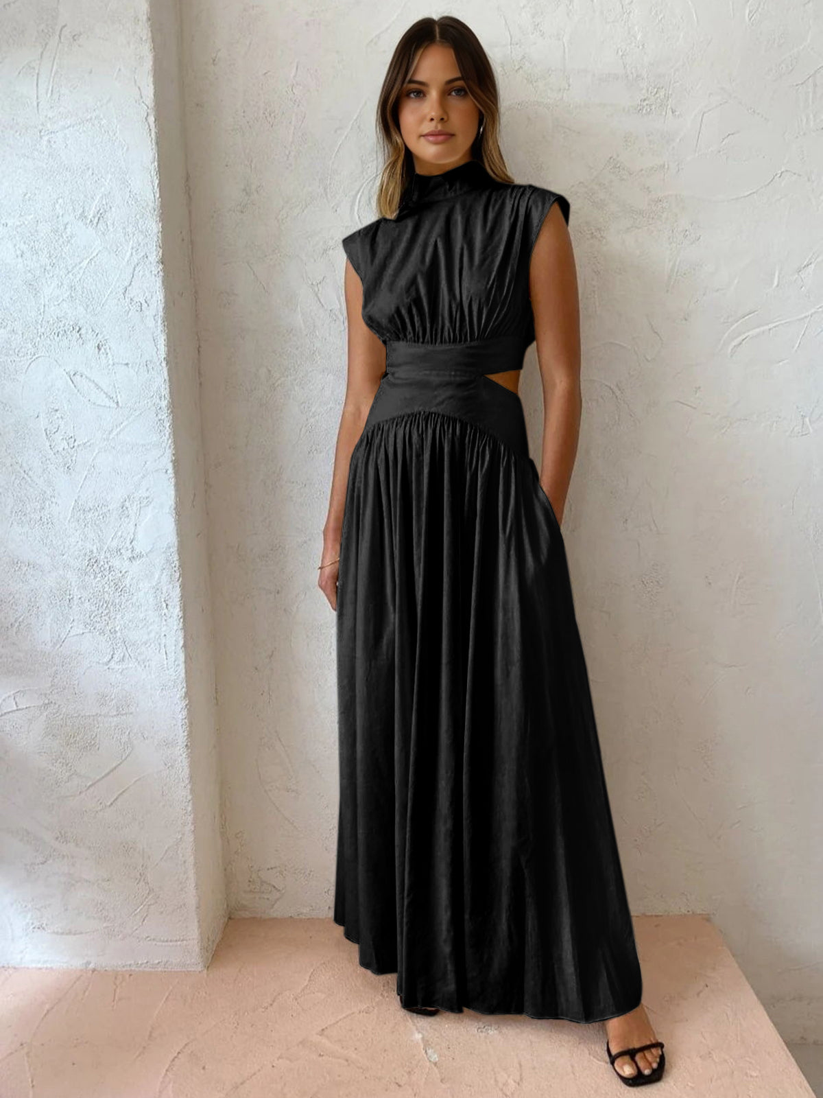 Elarisse | Women’s Mock Neck Cutout Maxi Dress