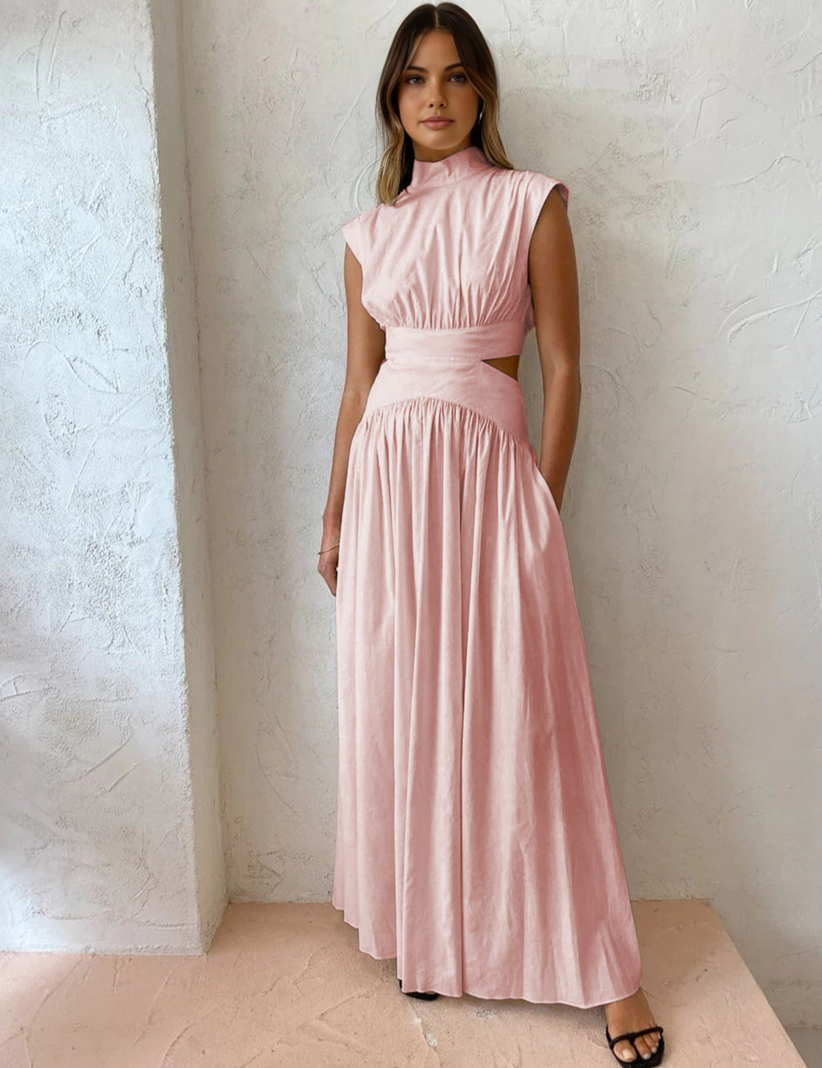 Elarisse | Women’s Mock Neck Cutout Maxi Dress