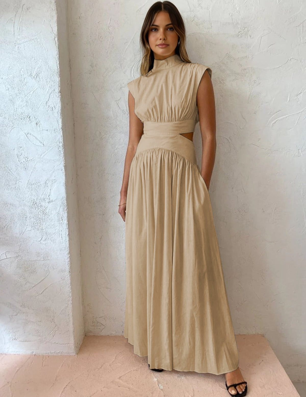 Elarisse | Women’s Mock Neck Cutout Maxi Dress