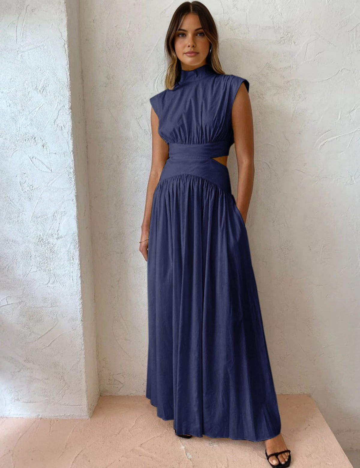 Elarisse | Women’s Mock Neck Cutout Maxi Dress