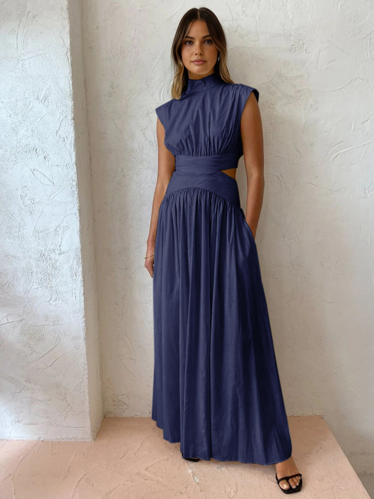 Elarisse | Women’s Mock Neck Cutout Maxi Dress