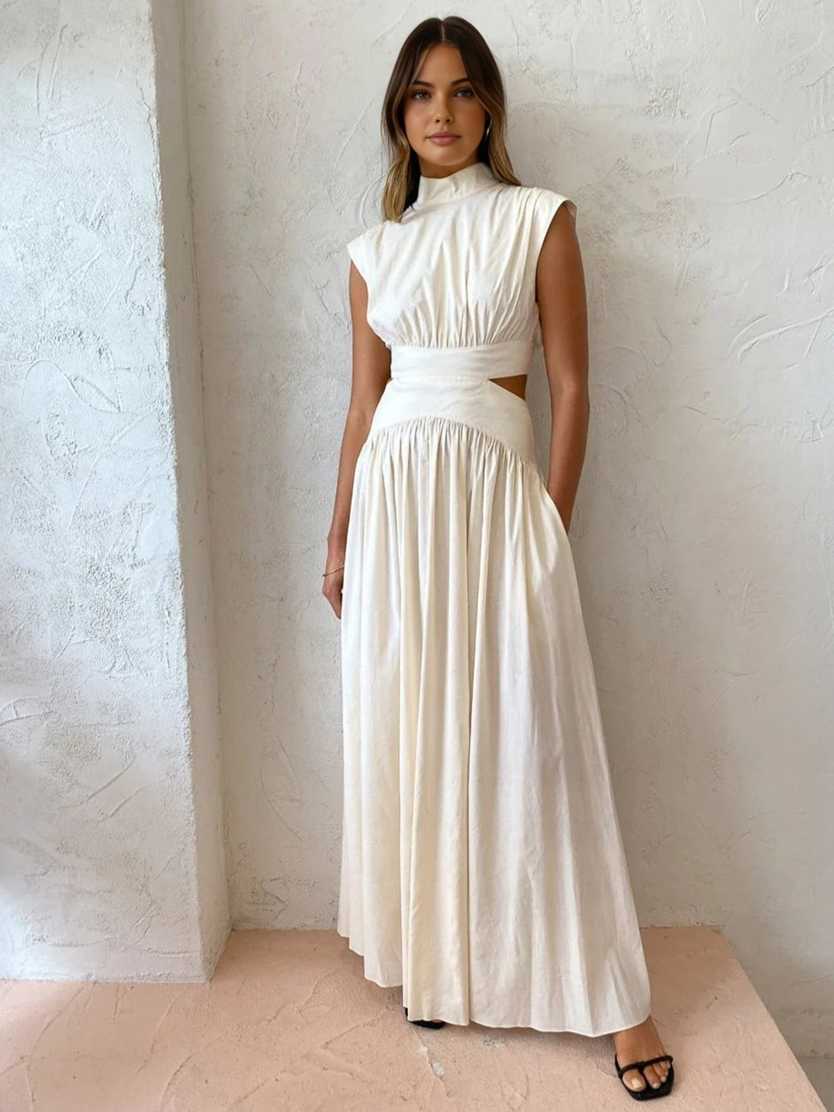 Elarisse | Women’s Mock Neck Cutout Maxi Dress