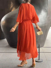 Josephine | Elegant Soft V-Neck Silk Dress for Women