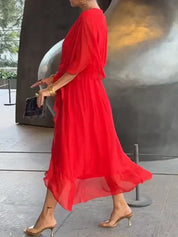 Josephine | Elegant Soft V-Neck Silk Dress for Women