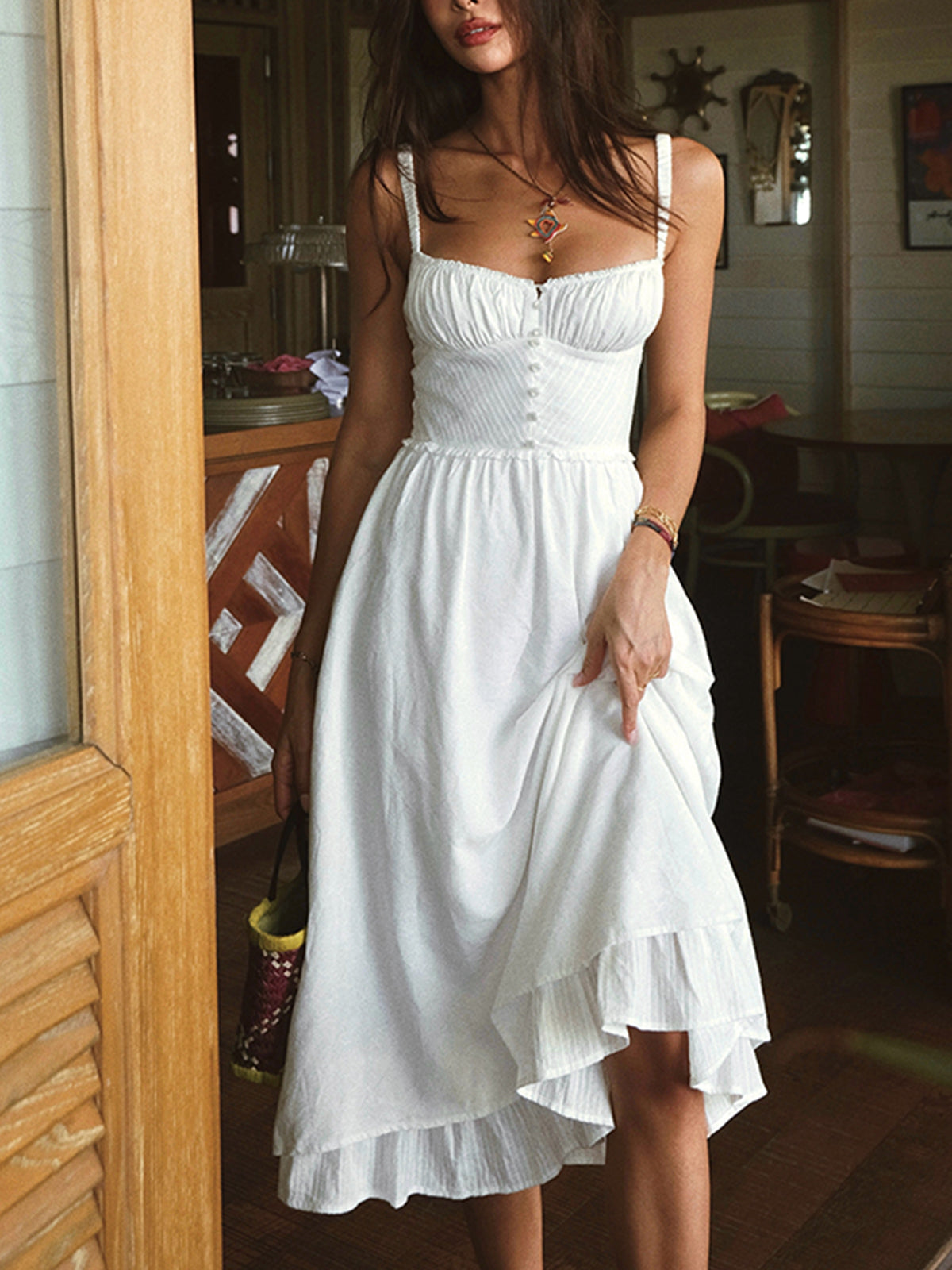 Valeria | Elegant Cotton Blend Midi Dress