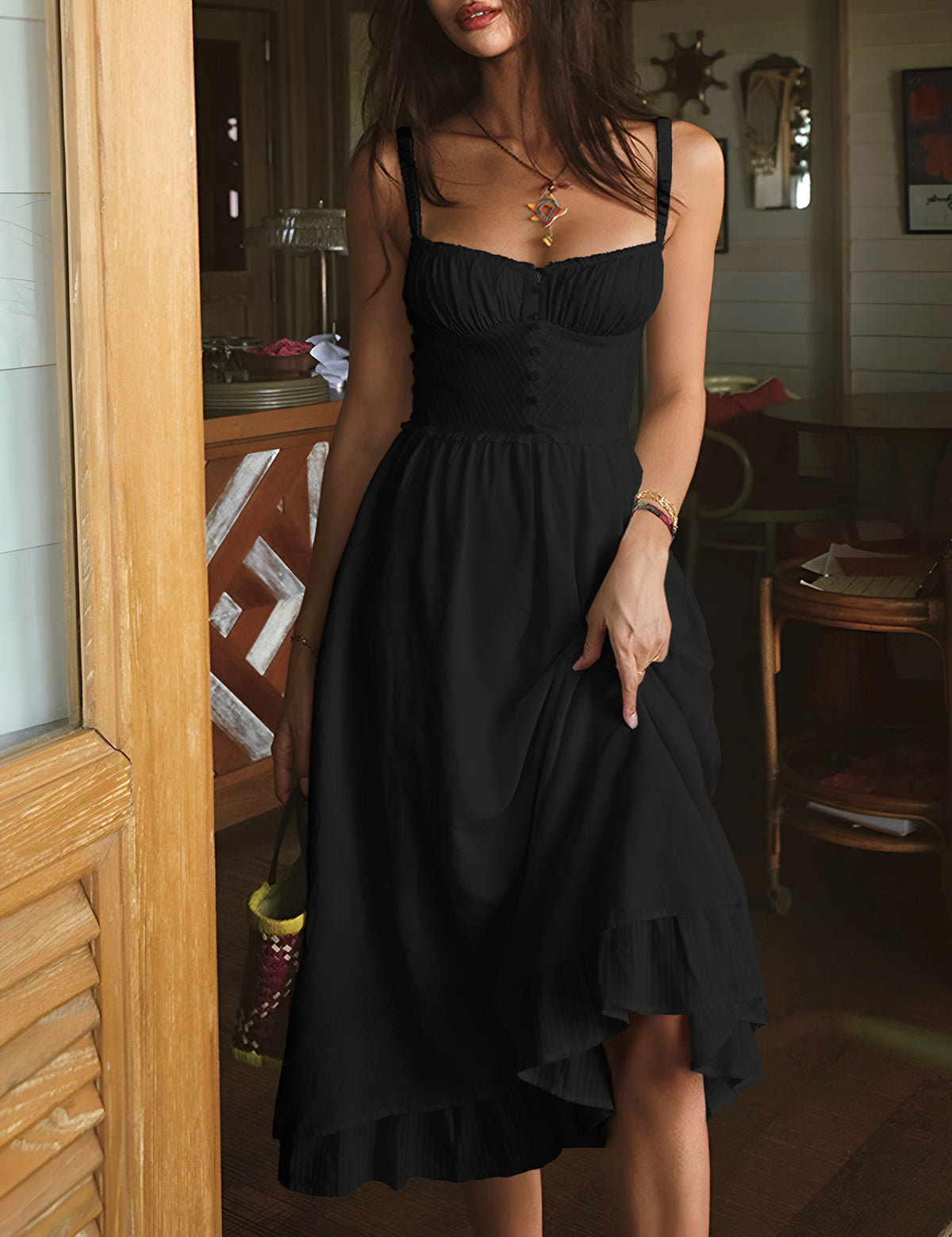 Valeria | Elegant Cotton Blend Midi Dress