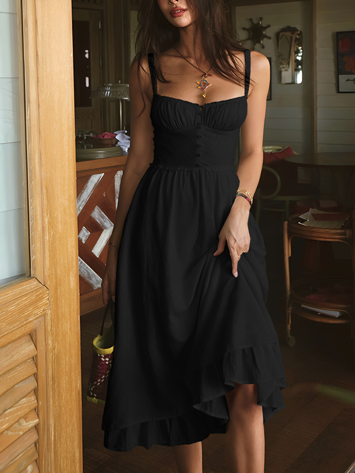 Valeria | Elegant Cotton Blend Midi Dress