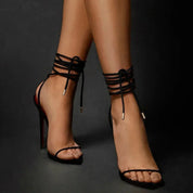 Veloura – Patent Lace-Up Stiletto Sandals