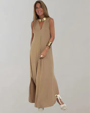 Alverra | Women’s V-Neck Sleeveless Maxi Dress