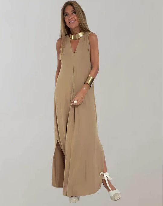 Alverra | Women’s V-Neck Sleeveless Maxi Dress