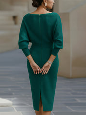 Valeria | Women’s Draped Cowl Neck Midi Dress