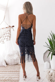 Azarielle | Fringe Lace Midi Dress