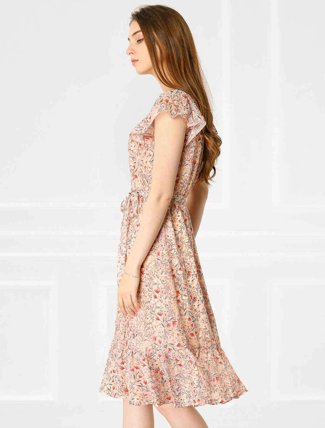 Florvella - Women’s Floral Square Neck A-Line Dress
